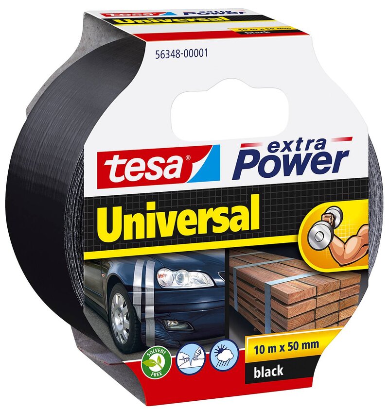 VÄVTEJP 56348 EXTRA POWER UNIVERSAL TESA SVART 50MMX10M