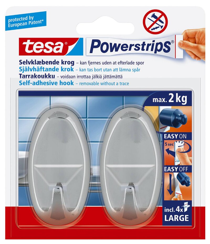 POWERSTRIPSKROK 5805O TESA OVAL FÖRKROMAD