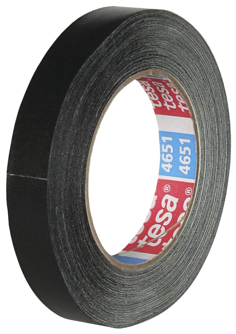 VÄVTEJP 4651 TESA SVART PLASTBELAGD 19MMX25M