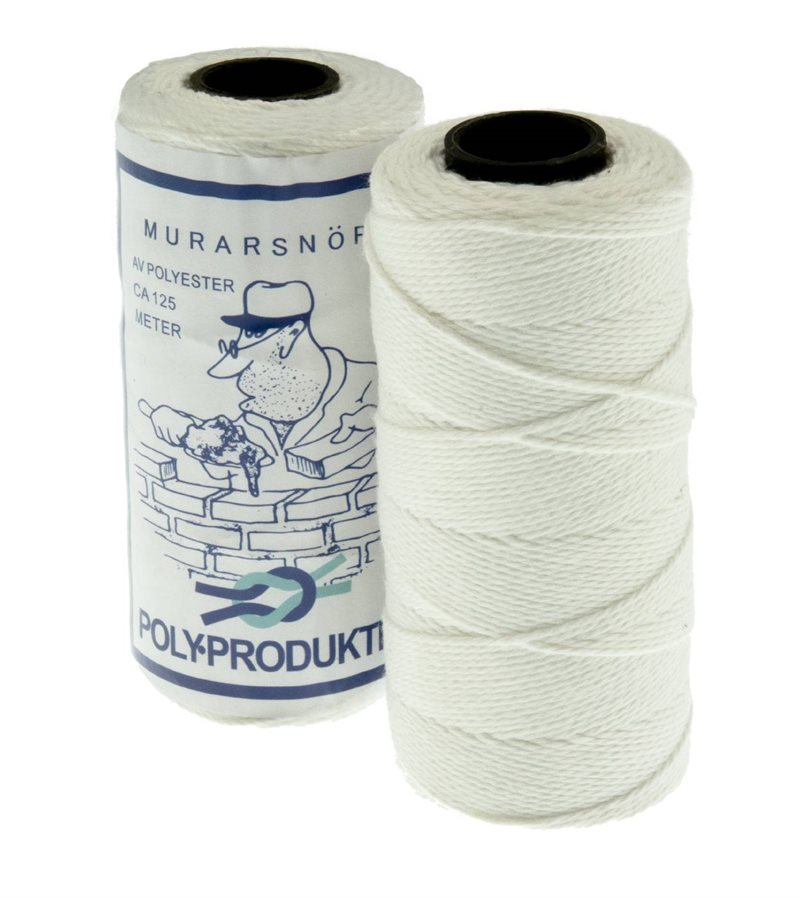 MURARSNÖRE POLY TVINNAD POLYESTER VIT 1,5MMX125M