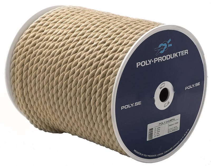 TÅGVIRKE POLY SYNTETHAMPA 3-SLAGET RULLE BEIGE 10MMX20M