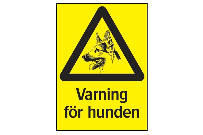 SKYLT 348414 VARNING VARNING FÖR HUNDEN 210X297MM
